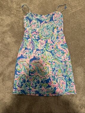 Lilly Pulitzer Blue, Pink & Green Paisley Spaghetti-Strap Dress